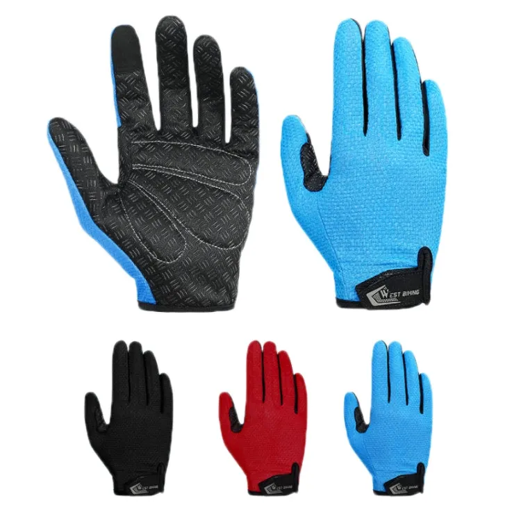 WEST BIKING YP0211223 Full-Finger Gloves For Cycling Shock Absorption Non-Slip Touch Screen Gloves, Size: M(Black)