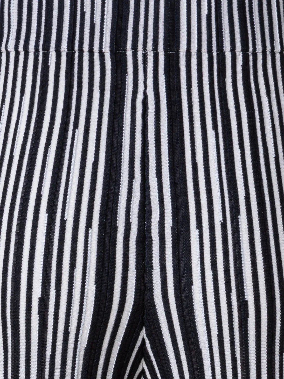 Wide Knit Pants with Asagao Stripes Jacquard in Silk Wool Blend