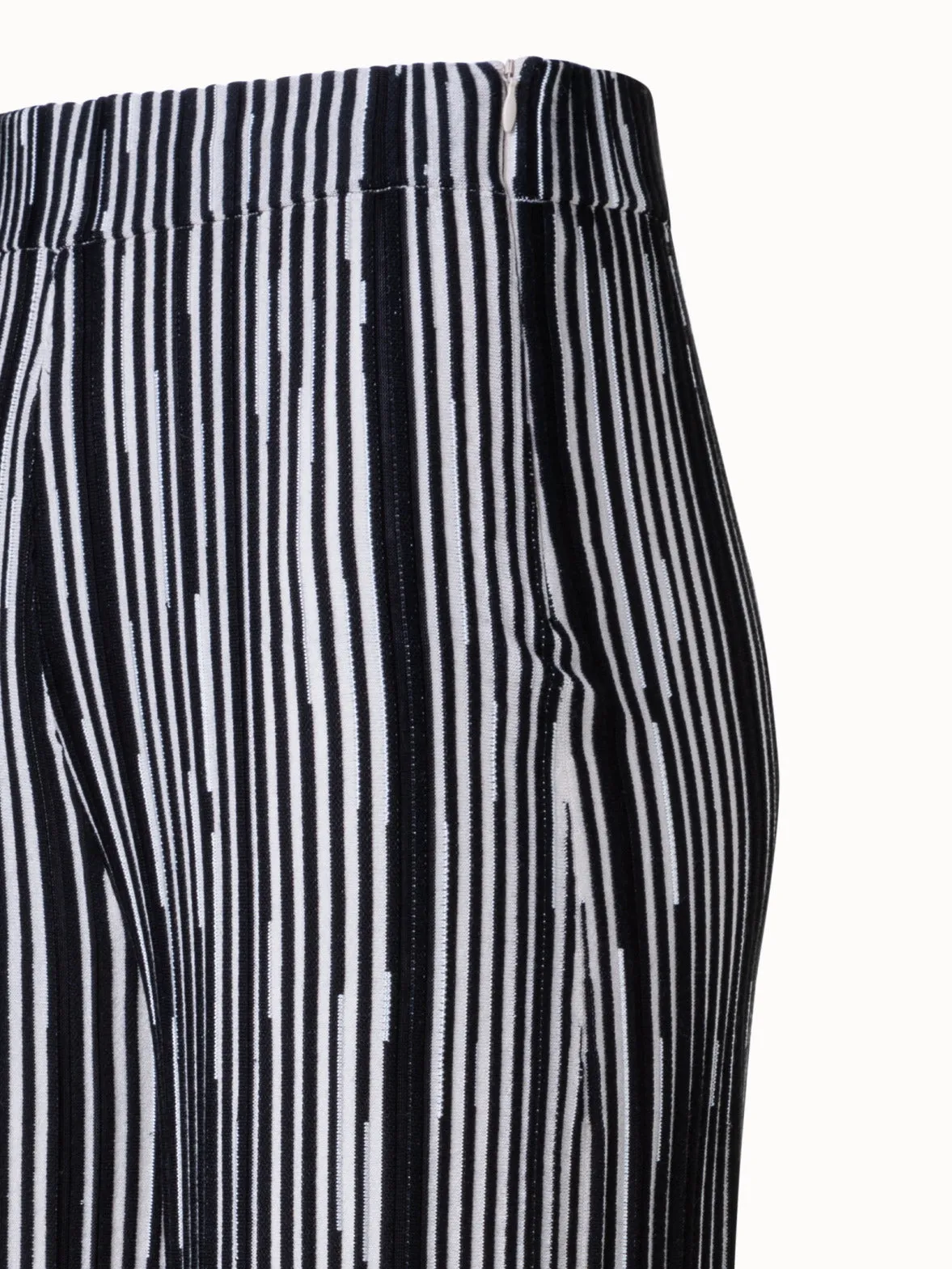 Wide Knit Pants with Asagao Stripes Jacquard in Silk Wool Blend