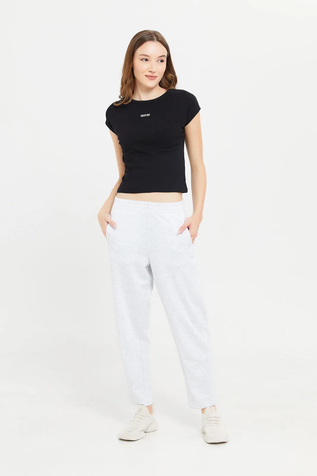 Women Grey Carrot Fit Joggers