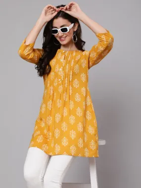 Women Mustard Ethnic Printed Tunic