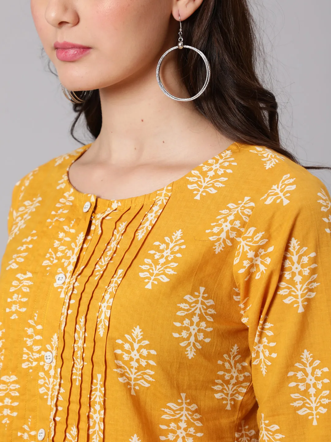 Women Mustard Ethnic Printed Tunic