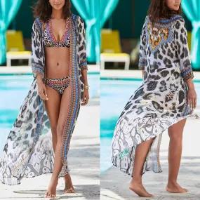 Women's Chiffon Leopard Print Beach Cover up