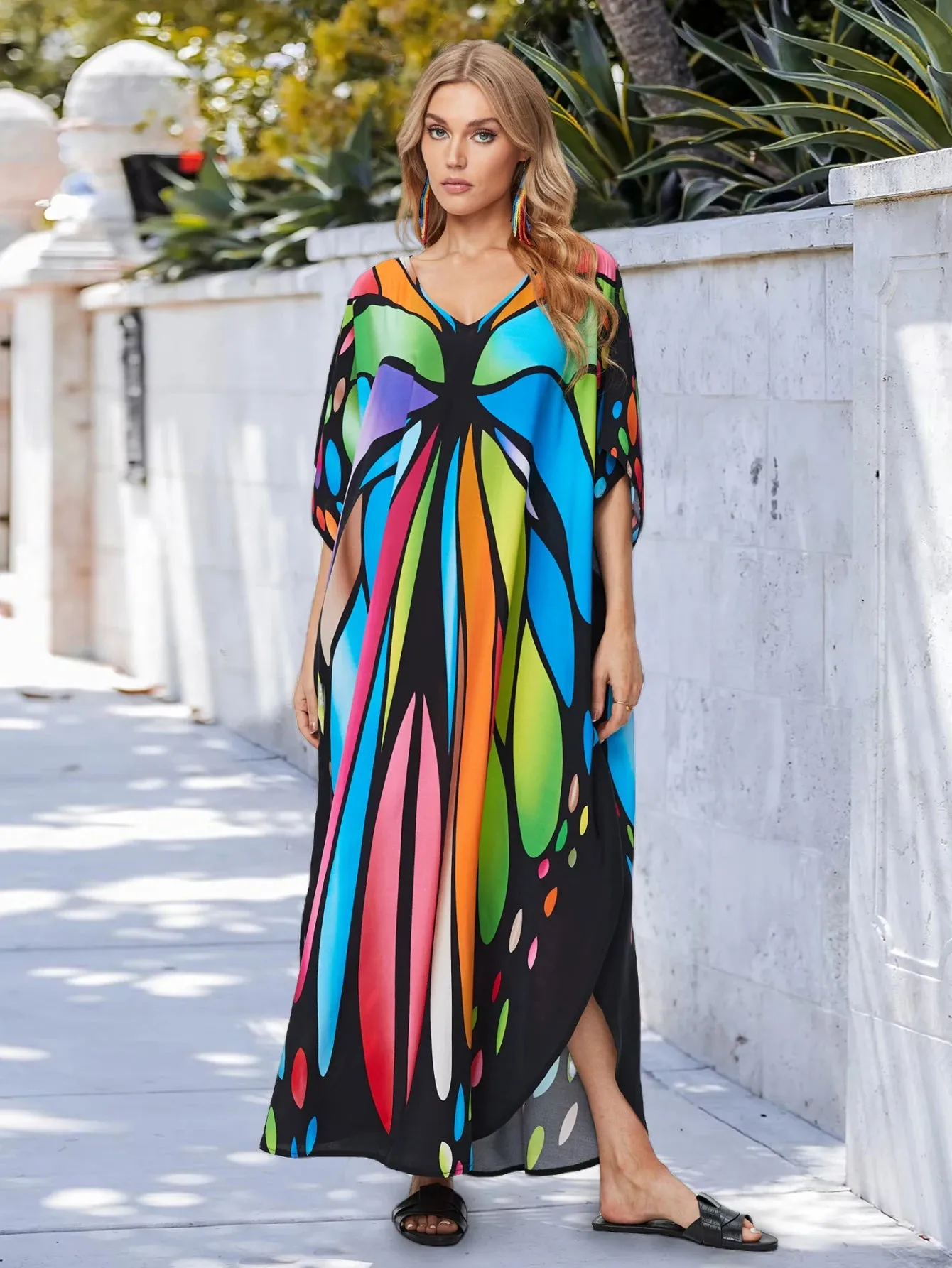 Women's Comfy Butterfly Print Kaftan