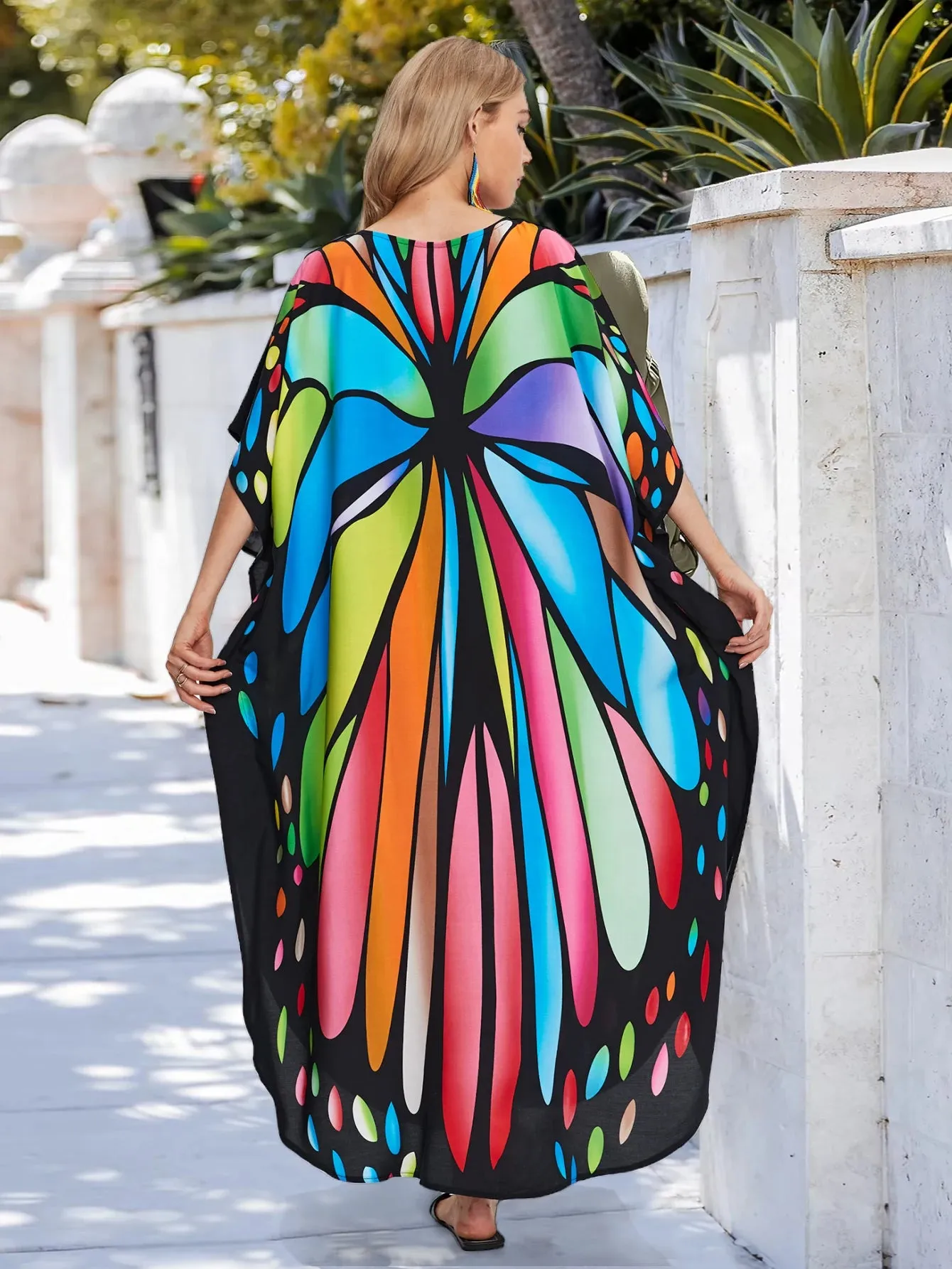 Women's Comfy Butterfly Print Kaftan