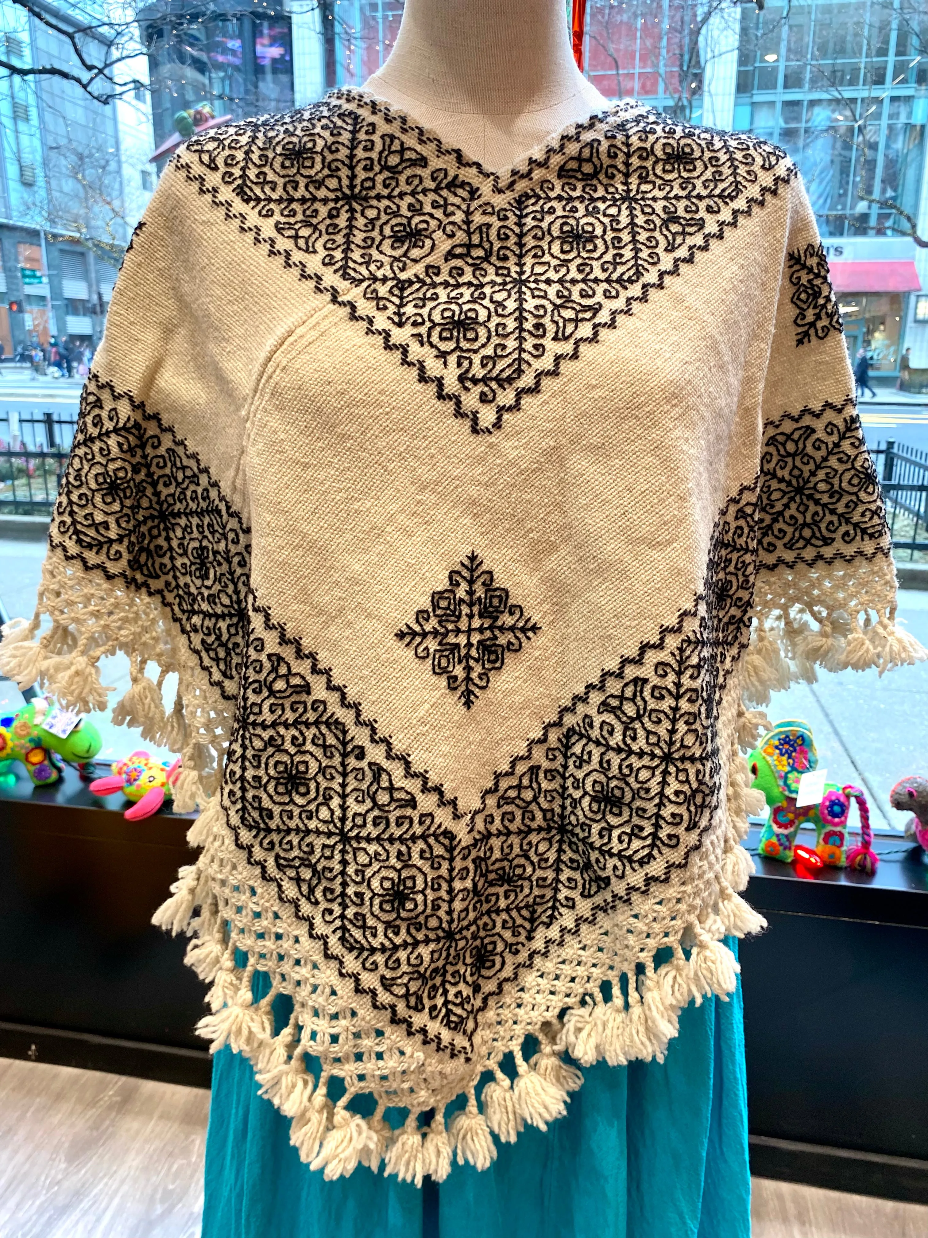 Women's Embroidered Poncho-- Puebla, Mexico