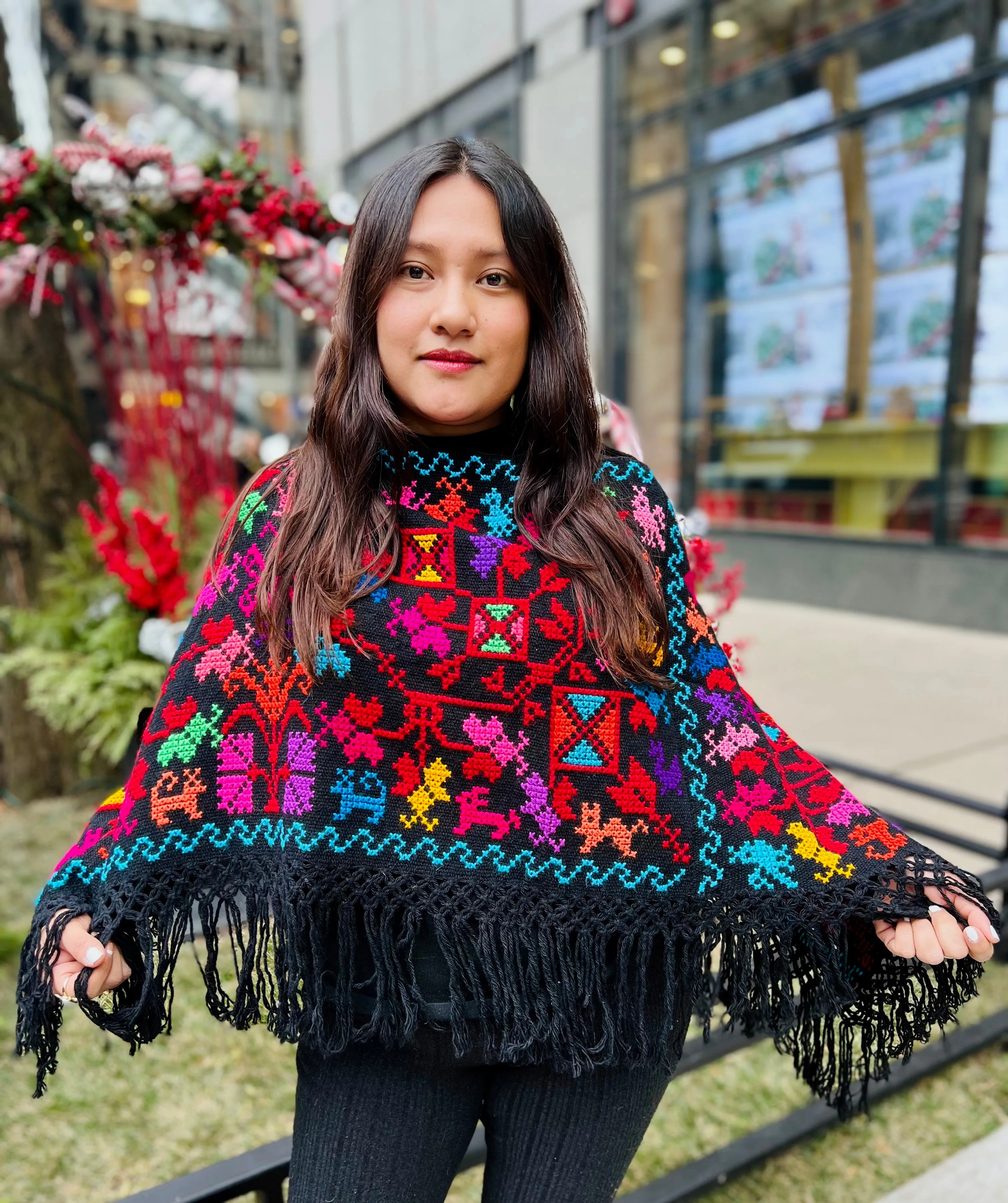 Women's Embroidered Poncho-- Puebla, Mexico