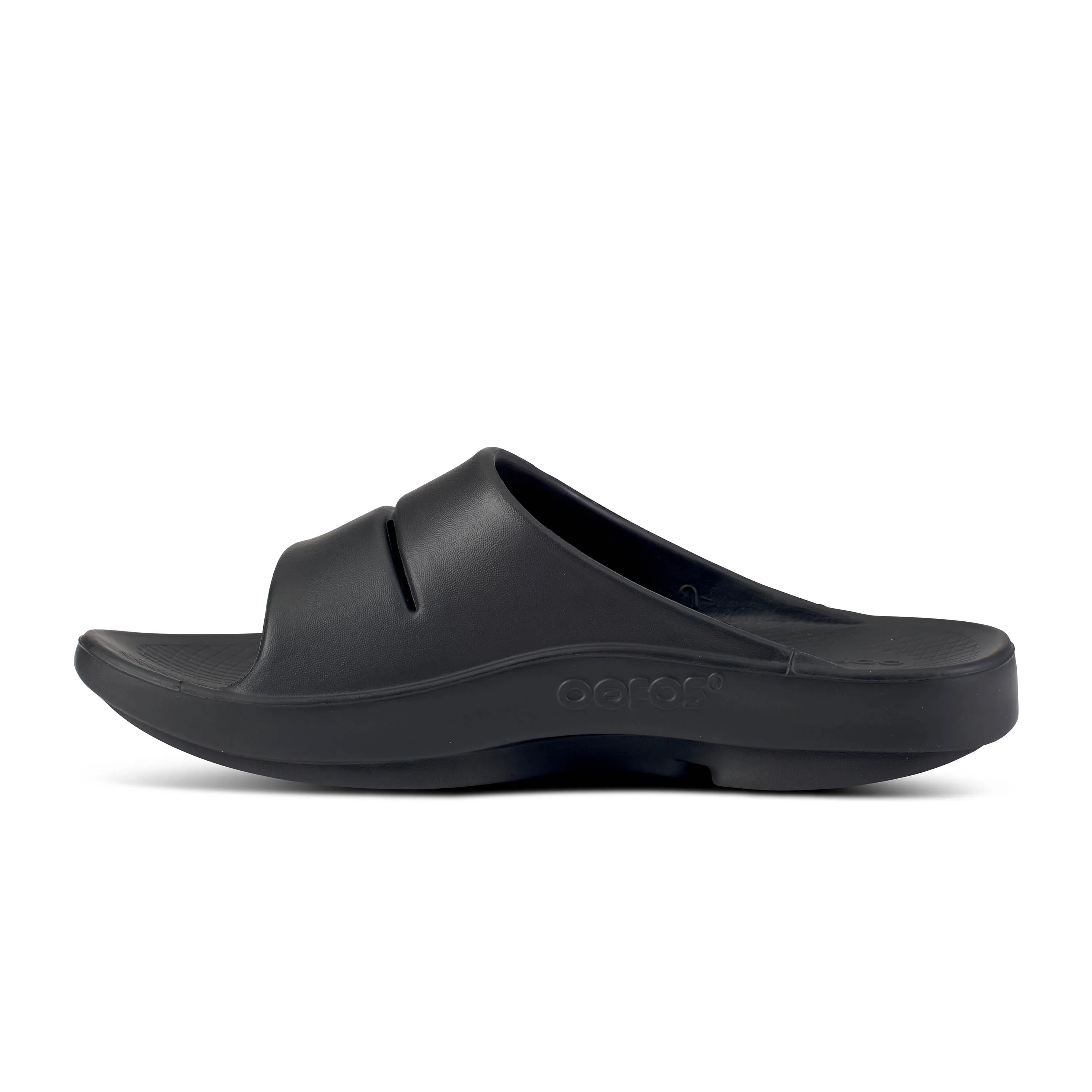 Women's Oofos OOahh Sport Slide Sandal Color: Black White