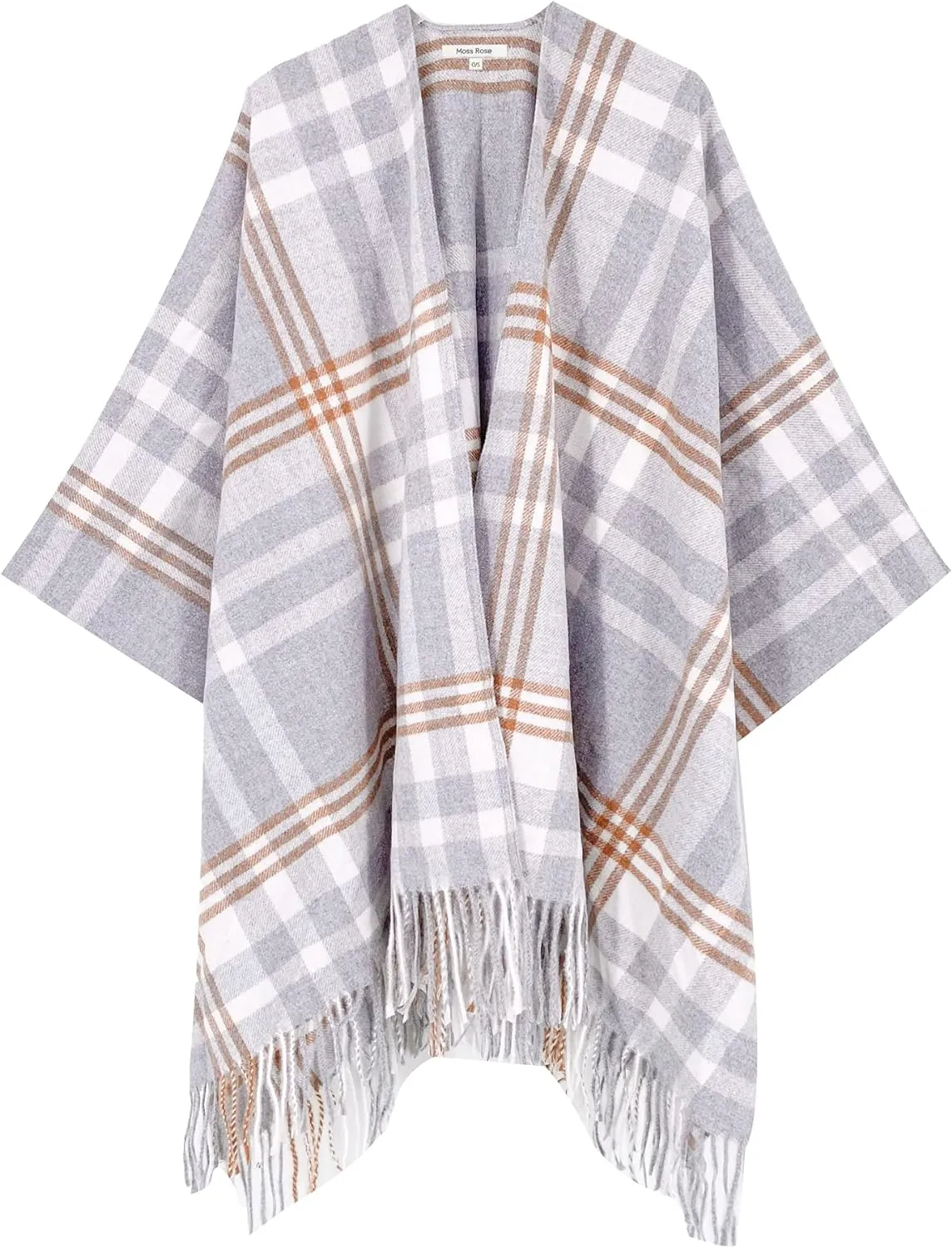 Women's Travel Plaid Shawl, Wrap Open Front Poncho Cape for Fall Winter