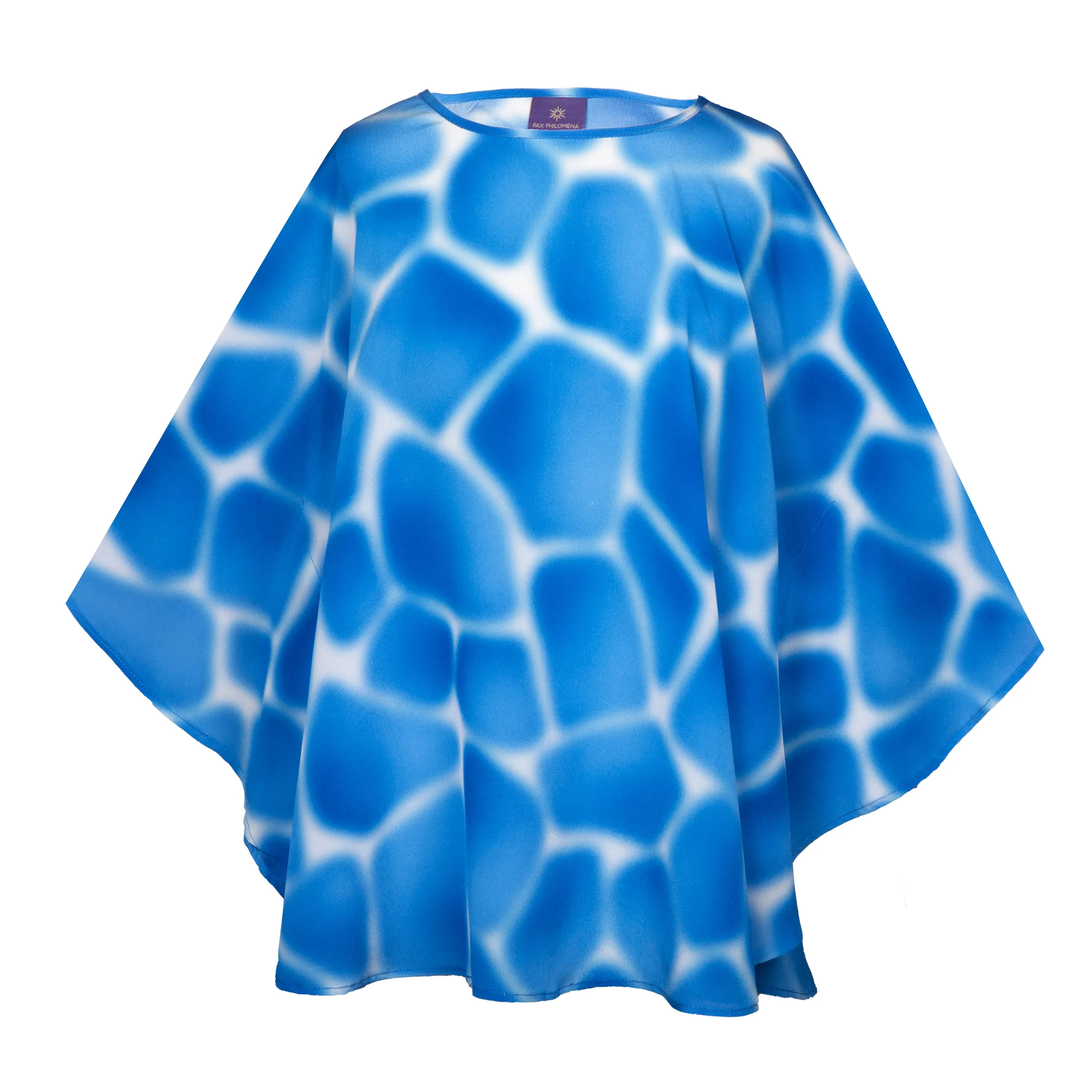 Zirafa Giraffa Pool Blue Italian Silk Poncho Store Credit