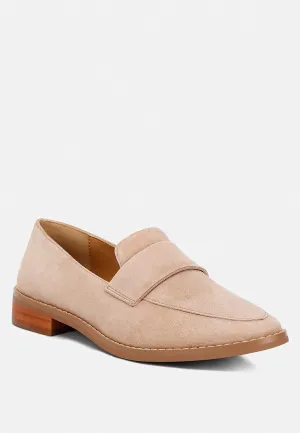 ZOFIA Nude Suede Penny Loafers