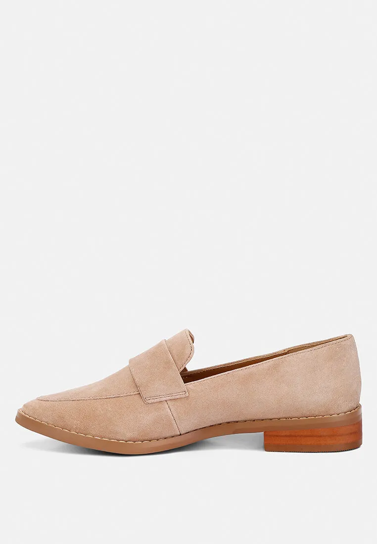 ZOFIA Nude Suede Penny Loafers