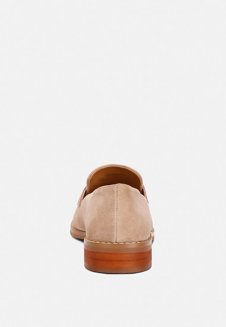 ZOFIA Nude Suede Penny Loafers