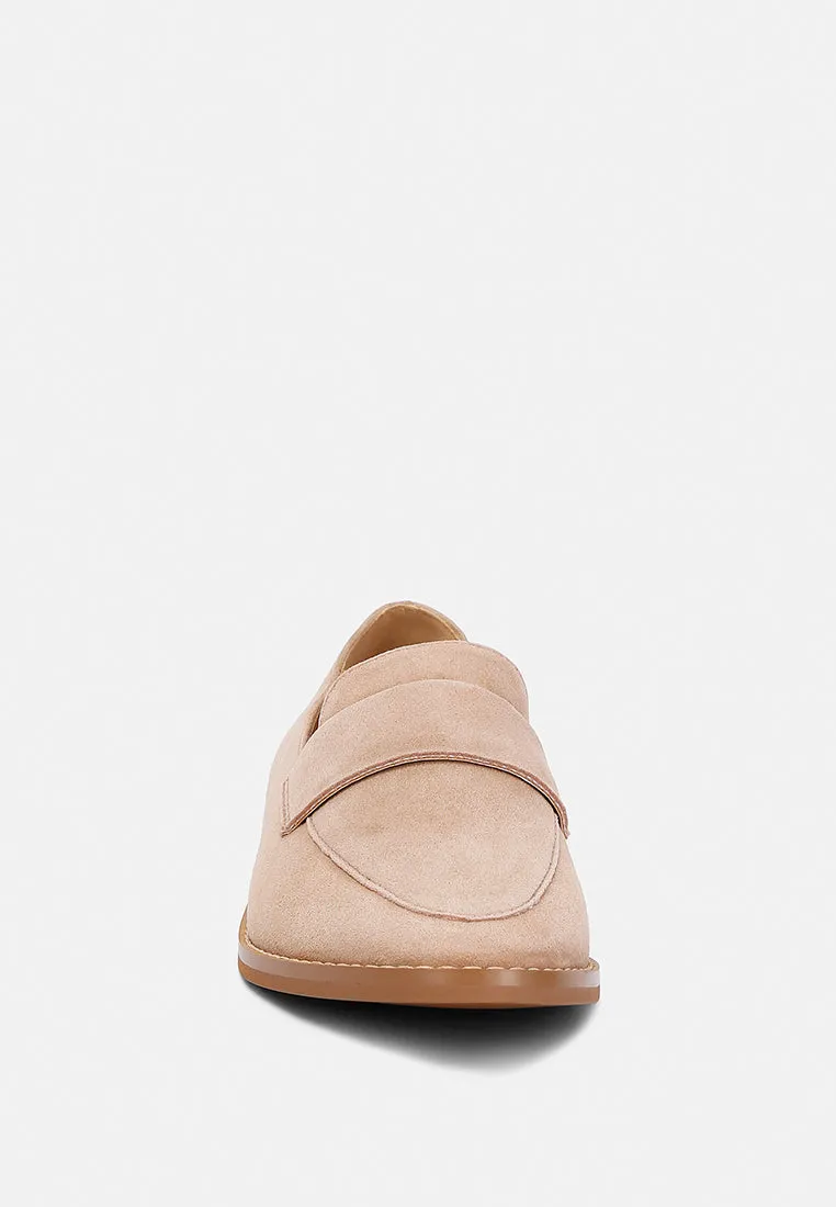 ZOFIA Nude Suede Penny Loafers