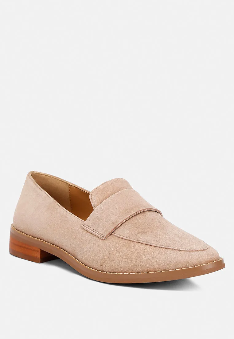 ZOFIA Nude Suede Penny Loafers