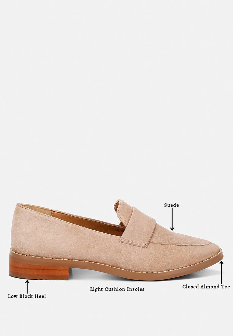 ZOFIA Nude Suede Penny Loafers